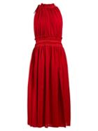 Matchesfashion.com Altuzarra - Vivienne Gathered Cotton Dress - Womens - Red