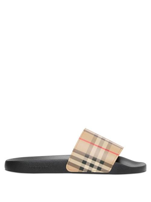 Matchesfashion.com Burberry - Furley Vintage-check Slides - Mens - Black Brown