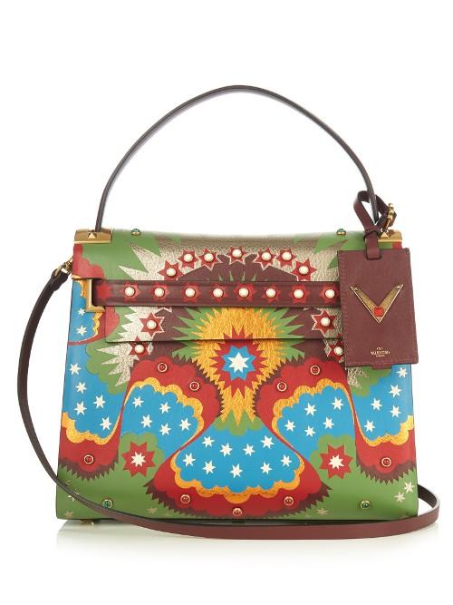 Valentino My Rockstud Enchanted Wonderland Leather Tote