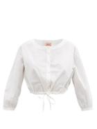 Matchesfashion.com Le Sirenuse, Positano - Jinny Cotton Cropped Top - Womens - White