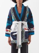 Alanui - Arctic Surfers-jacquard Cashmere Cardigan - Womens - Blue Multi