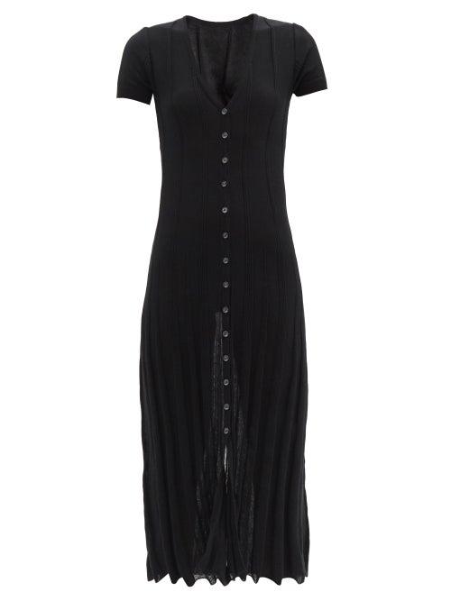 Matchesfashion.com Jacquemus - Ribbed Cotton-blend Knitted Midi Dress - Womens - Black