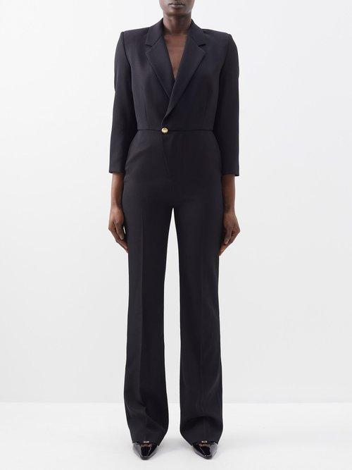 Nili Lotan - Yoland Tailored Wool Jumpsuit - Womens - Black