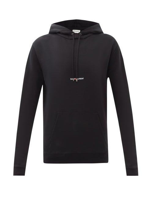 Saint Laurent - Logo-print Cotton-jersey Hooded Sweatshirt - Womens - Black White