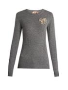 Matchesfashion.com No. 21 - Crystal Appliqu Cashmere Knit Sweater - Womens - Grey