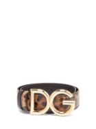 Matchesfashion.com Dolce & Gabbana - Dg Buckle Leopard Print Leather Belt - Womens - Brown