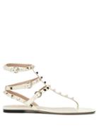 Matchesfashion.com Valentino - Rockstud Gladiator Leather Sandals - Womens - White