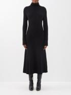 Johnstons Of Elgin - High-neck Ribbed-knit Cashmere Midi Dress - Womens - Black