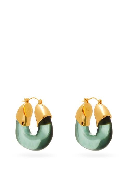 Matchesfashion.com Lizzie Fortunato - Organic Acetate Hoops - Womens - Dark Green