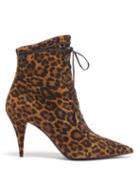 Matchesfashion.com Saint Laurent - Kiki Lace-up Leopard-print Suede Ankle Boots - Womens - Leopard