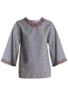 Jupe By Jackie Gasparilla Embroidered Gingham Cotton Top