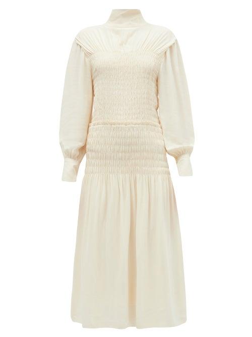 Matchesfashion.com Proenza Schouler - Cutout-back Shirred Crepe Midi Dress - Womens - Ivory