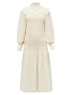 Matchesfashion.com Proenza Schouler - Cutout-back Shirred Crepe Midi Dress - Womens - Ivory
