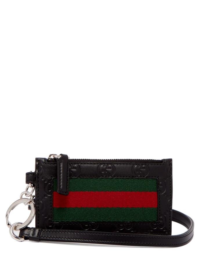 Gucci Web-striped Leather Cardholder