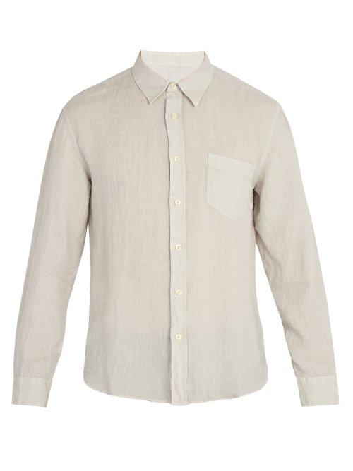 Matchesfashion.com 120% Lino - Long Sleeved Linen Shirt - Mens - Light Grey
