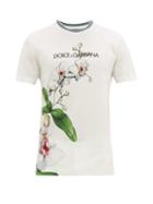 Matchesfashion.com Dolce & Gabbana - Orchid Print Cotton Jersey T Shirt - Mens - White