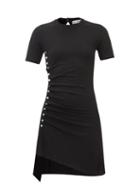 Paco Rabanne - Asymmetric Studded Jersey Mini Dress - Womens - Black