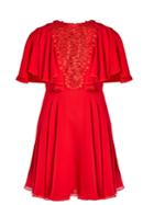 Giambattista Valli Lace-panelled Ruffled Silk-georgette Dress