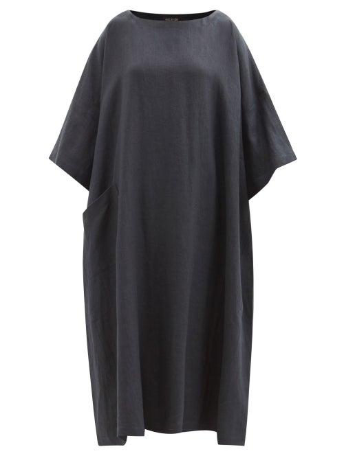 Eskandar - Boat-neck Linen-voile T-shirt Dress - Womens - Grey
