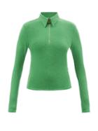 Rejina Pyo - Jasmin Quarter-zip Collared Jersey Top - Womens - Green