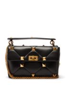 Ladies Bags Valentino Garavani - Roman Stud Quilted-leather Shoulder Bag - Womens - Black Gold