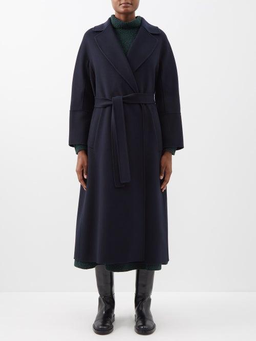 S Max Mara - Elisa Wrap Coat - Womens - Dark Blue