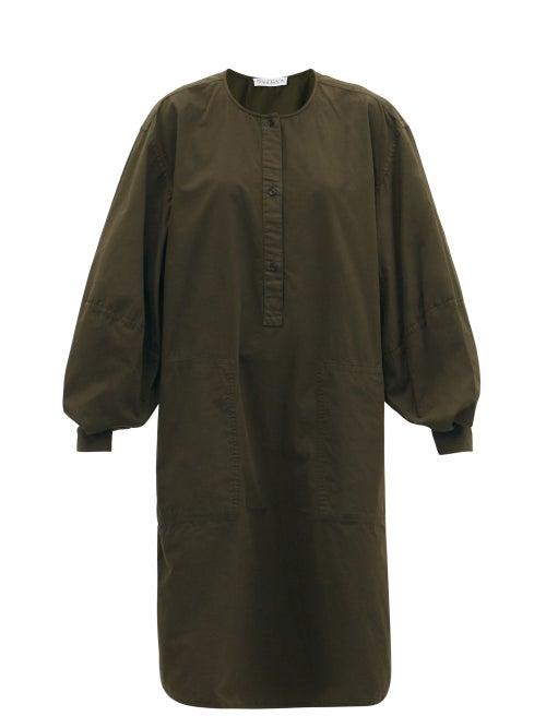 Matchesfashion.com Jw Anderson - Balloon-sleeve Cotton-poplin Shirt Dress - Womens - Khaki