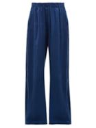 Matchesfashion.com Worme - The Standard Flare Silk Trousers - Womens - Dark Blue