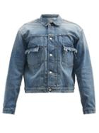 Matchesfashion.com Maison Margiela - Frayed Cropped Denim Jacket - Mens - Blue