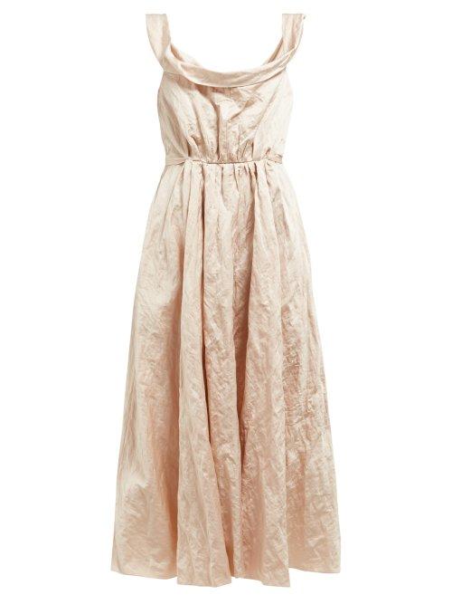 Matchesfashion.com Brock Collection - Ochiyo Hammered Sateen Midi Dress - Womens - Pink