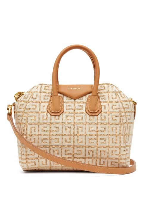 Givenchy - Antigona 4g-embroidered Raffia Cross-body Bag - Womens - Beige