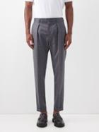 Paul Smith - Pleated Checked Wool-blend Suit Trousers - Mens - Grey Multi