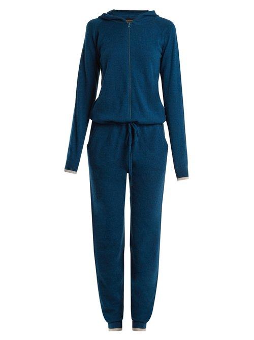 Matchesfashion.com Pepper & Mayne - Hooded Cashmere Jumpsuit - Womens - Navy
