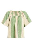 Matchesfashion.com Ace & Jig - Marisol Ruched Neck Cotton Top - Womens - Green
