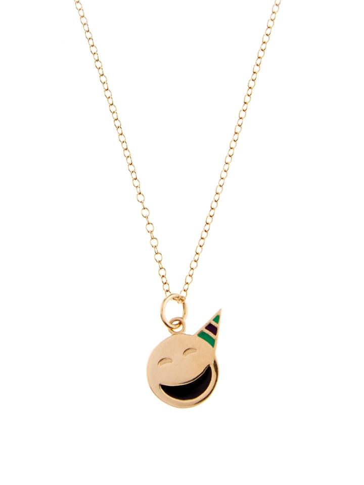 Alison Lou Enamel & Yellow-gold Party On Face Necklace