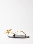 The Row - Knot Metallic-leather Wraparound-strap Sandals - Womens - Gold