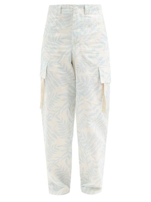 Matchesfashion.com Jacquemus - Alzu Leaf-print Cotton Cargo Trousers - Mens - Blue