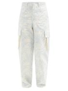Matchesfashion.com Jacquemus - Alzu Leaf-print Cotton Cargo Trousers - Mens - Blue