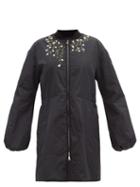 Matchesfashion.com Giambattista Valli - Floral-embroidered Padded-shell Coat - Womens - Black