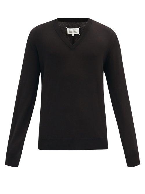 Matchesfashion.com Maison Margiela - Elbow-patch Cotton-blend Sweater - Mens - Black