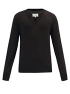Matchesfashion.com Maison Margiela - Elbow-patch Cotton-blend Sweater - Mens - Black