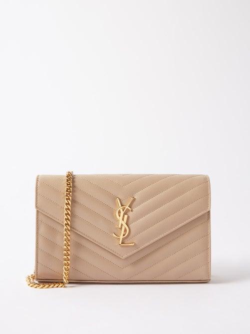 Saint Laurent - Envelope Mini Quilted-leather Crossbody Bag - Womens - Beige