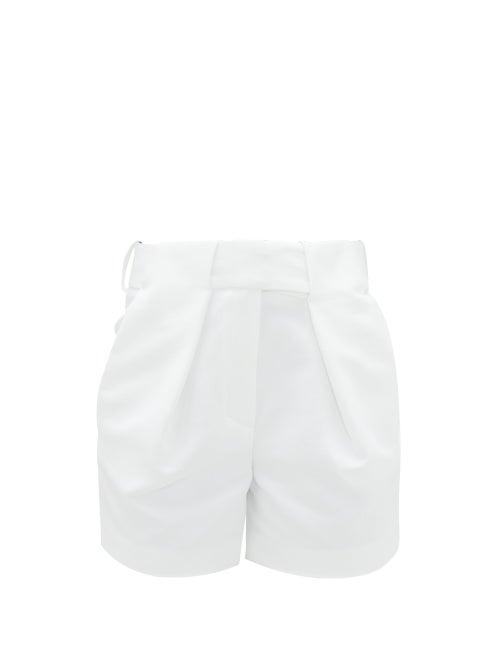 Matchesfashion.com Alexandre Vauthier - Tailored Grain-de-poudre Cotton-blend Shorts - Womens - Cream