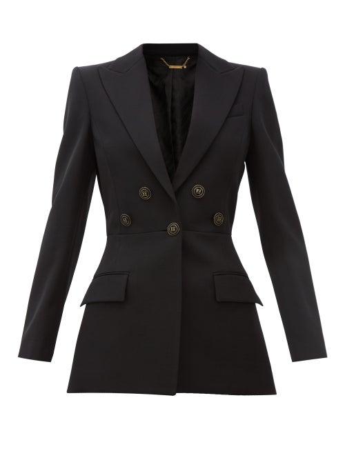 Matchesfashion.com Givenchy - Flared Flocked-button Wool-crpe Suit Jacket - Womens - Black