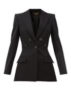 Matchesfashion.com Givenchy - Flared Flocked-button Wool-crpe Suit Jacket - Womens - Black