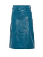 Matchesfashion.com Dodo Bar Or - Lolitta Crocodile-effect Leather Skirt - Womens - Blue