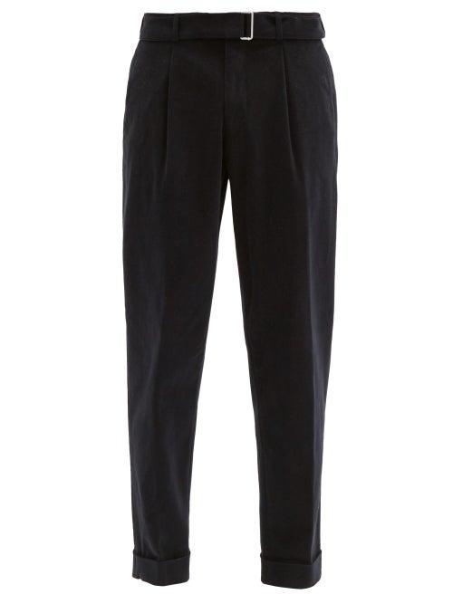 Matchesfashion.com Officine Gnrale - Hugo Belted Cotton-blend Straight-leg Trousers - Mens - Navy