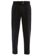 Matchesfashion.com Officine Gnrale - Hugo Belted Cotton-blend Straight-leg Trousers - Mens - Navy