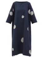 Matchesfashion.com Eskandar - Scattered Disc Shibori-dyed Cotton Tunic Dress - Womens - Navy White