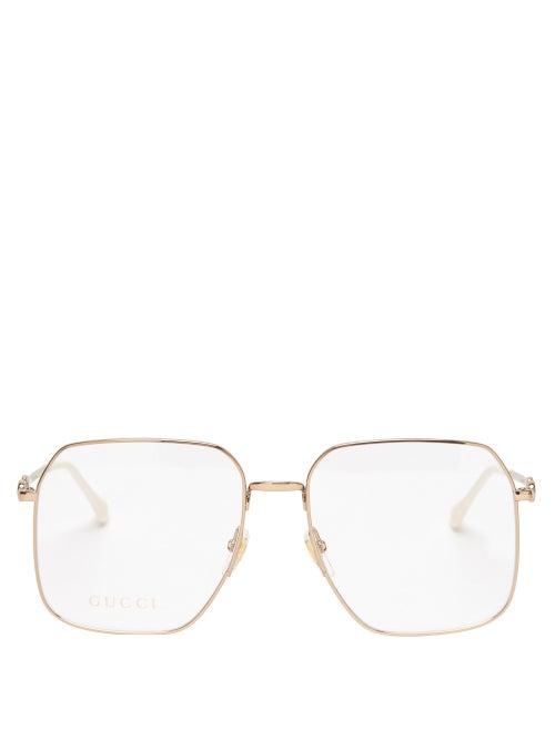 Mens Eyewear Gucci - Square Metal Glasses - Mens - Gold